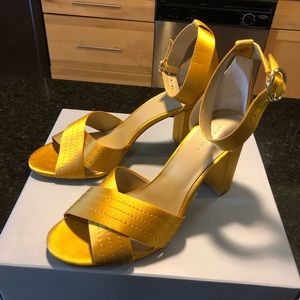 Golden Yellow Block Heel Sandals